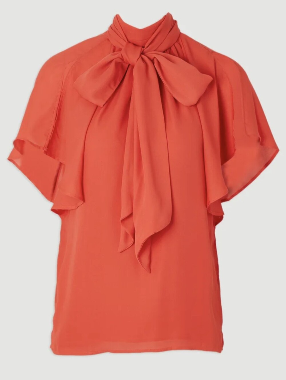 Karen Millen Tie-Neck Flutter Sleeve Top